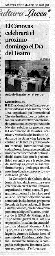 Día mundial del teatro La Opinión